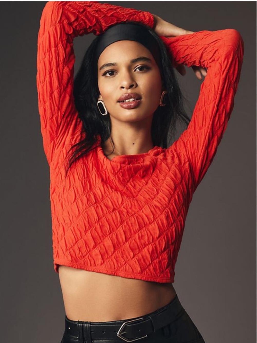 Anthropologie Maeve Long-Sleeve Modern Popcorn Crop Top - Medium